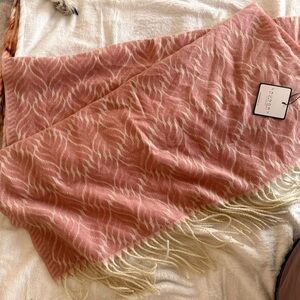 Pink and Cream Scarf with Fringe